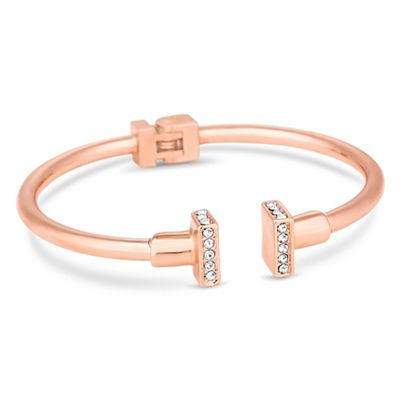 Rose gold open square crystal bangle